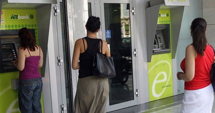 Greeks Rush the Banks; Lines Form at ATMs; Nearly $1 Billion Withdrawn in Past Week  greece atm 2