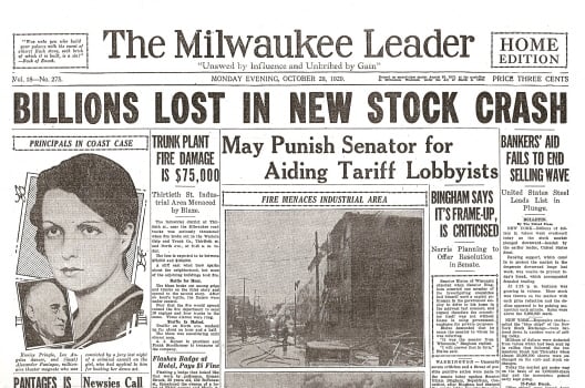 how to see a stock market crash happened in 1929